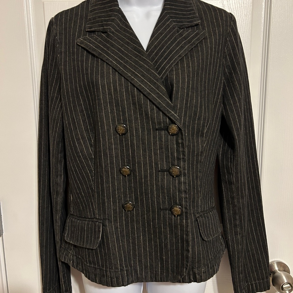 EUC Ralph Lauren Dark Pinstripe Denim Blazer